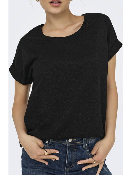 ONLY ONLMOSTER GLITTER S/S TOP NOOS JRS 15356991-BlackBLACKLUREX Black