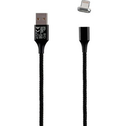 Καλώδιο Lightning USB Φόρτισης-Data Magnetic Braided 3.5A QC 2.0 1m Μαύρο NSP