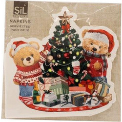 Χαρτοπετσέτες αρκουδάκια XMAS set 12pcs/17x17x12cm - Plastona