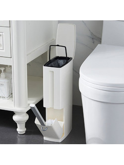 Shally Dogan Σετ Βουρτσάκι και Κάδος Απορριμμάτων για WC Μπάνιου 2 σε 1 Εξοικονόμησης Χώρου Θήκη Βουρτσάκι και Κάδος 02842674