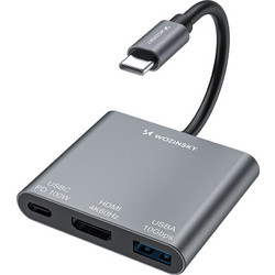 Hub Wozinsky WHCH-01 USB-C PD 100W HDMI 4K30Hz USB-A 10Gbps - gray