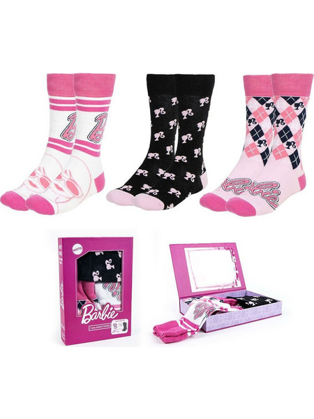 BARBIE - 3 Pairs socks Pack (UK Size 3,5-9)