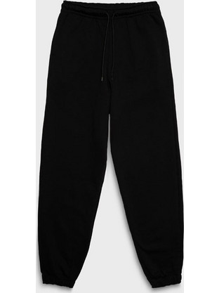 CAT LABEL Ανδρικό Παντελόνι Φόρμας Fleece Μαύρο