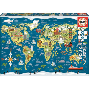 Παιδικό Puzzle Educa Παγκόσμιος Χάρτης 200 Κομμάτια