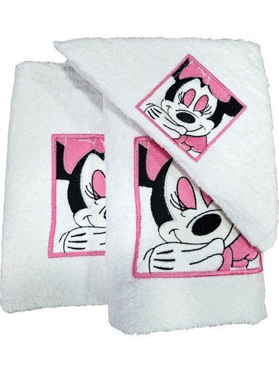 Σετ Πετσέτες Μπάνιου Minnie Mouse Ροζ Σκούρο 100% Βαμβάκι Γαρύφαλλο 3ΤΜΧ