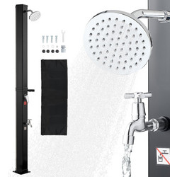 VEVOR Ηλιακό Ντους 35L με Ύψος Ντους 195cm, Βρύση Ποδιών & Ράφι για Σαπούνι, Ρυθμιζόμενο Ζεστό & Κρύο Νερό, Αυτόνομο για Κήπο, Παραλία, Πισίνα, Μαύρο TYNLYQHSPVCLYWFF3001V0