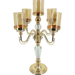 ΚΗΡΟΠΗΓΙΟ ΜΕΤΑΛΛΙΚΟ ΧΡΥΣΟ/ΛΕΥΚΟ/ΜΕΛΙ ΚΛΑΣΙΚΟ ΜΕ ΚΡΥΣΤΑΛΛΑ 5 ΘΕΣΕΩΝ - Φ36x60cm 6/ΚΙΒ