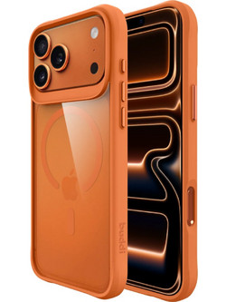 Θήκη iPhone 17 Pro Max Buddi Hybrid Σκληρή Διάφανη με MagSafe - Transparent / Orange (8719246544392)