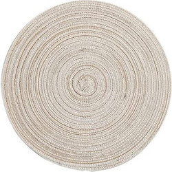 Σετ 4x Boho Ψάθινο Σουπλά Στρογγυλό 18cm Ανοιχτό Μπεζ