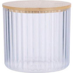 Κουτί για βαμβάκι με καπάκι bamboo Φ9,5 Η9,4cm