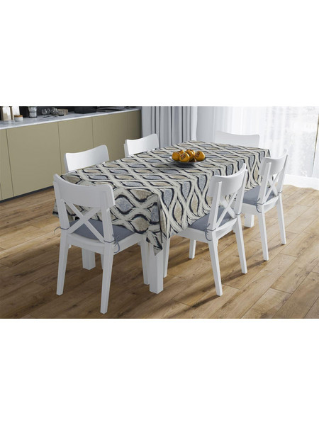 Αλέκιαστο Σετ 2 τεμ (Τραπ/λο 140X220 & Τραβέρσα 40X220) Cyclops 461 Blue 70/30 Cott/Pol Dimcol