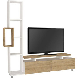 Σύνθεση Τηλεόρασης Tulip 0273171 160x29,5x160cm White-Oak