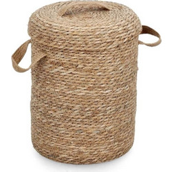 Καλάθι με καπάκι Bizzotto Hamida Natural S, Seagrass, O30, H: 38 cm