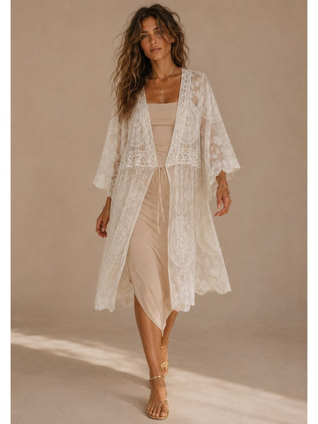 bohemian tulle kimono Tulum cream