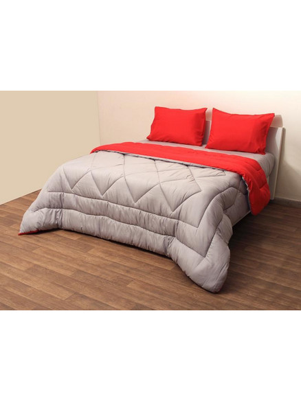 Viopros Κουβερτώριο Δίχρωμο Μονό 160x240 Microfiber Γκρι/Κόκκινο
