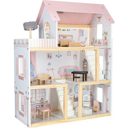 Ξύλινο Κουκλόσπιτο Pink 78cm με Αξεσουάρ και LED KX2899