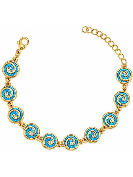 Momoca Γυναικείο Βραχιόλι με Στρογγυλή Σπείρα Blue Opal Χρυσό BBAY-145793