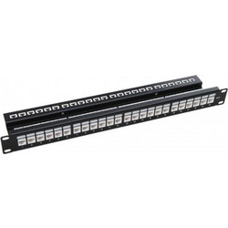 Πίνακας διασύνδεσης Patch Panel για Rack 19" 24 θυρών Cat6 1U μεταλλικό με θωρακισμένες υποδοχές μαύρο 483x44x135mm - AS-115.70.002