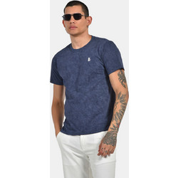 Ανδρικό T-shirt Normal Fit 100% Βαμβακερό Με Διακριτικό Λογότυπο Στήθους - ΜΠΛΕ