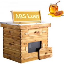 VEVOR Bee Hive 20 Frame Bee Hives Starter Kit, Ξύλο ελάτης με επικάλυψη με κερί μέλισσας, 1 Deep + 1 Medium Bee Boxes Langstroth Beehive Kit, Διαφανή ακρυλικά παράθυρα με βάση για αρχάριους επαγγελματ