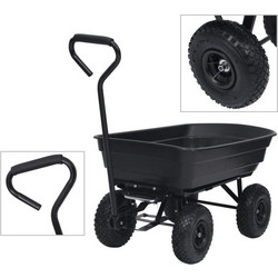 vidaXL Μαύρο Καροτσάκι Κήπου Ανατροπής 300 kg 75L 92579