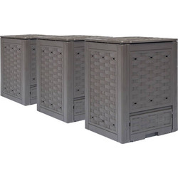 vidaXL Κομποστοποιητές 2 τεμ. Καφέ 60x60x83 εκ. Πλαστικό Ρατάν - 900 l