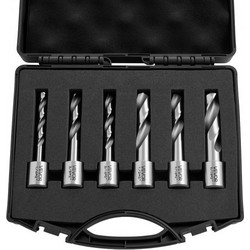 VEVOR Δακτυλιοειδές σετ κοπής, 6 τεμ. Weldon Shank Mag Drill Bits Kit, 50,8 mm Βάθος κοπής, 6,35 mm έως 14,28 mm Διάμετρος κοπής, HSS, 6 τρυπάνια με πλαστική θήκη, για μαγνητικά τρυπάνια, χάλυβας, αλο