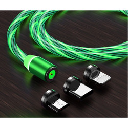 Vivid LED Cable USB to Type-CLightningMicro USB Magnetic Green