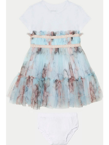 Guess Be-Be Σετ Φόρεμα Τούλι Με Σλιπ Aqua Floral Girl (A5RK20K6YW0-P777)