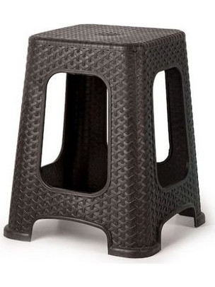 Πλαστικό Σκαμπό Εξωτερικού Χώρου Rattan Καφέ 38x38x46εκ