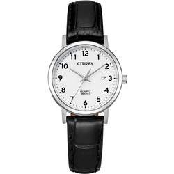 Citizen Quartz Ladies Γυναικείο Ρολόι με Μαύρο Δερμάτινο Λουράκι EU6090-03A