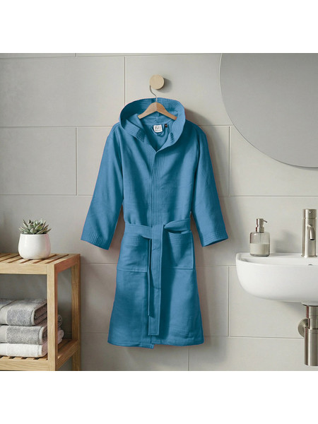 Beauty Home Μπουρνούζι Κολυμβητηρίου Microfiber με Κουκούλα Μπλε ART3472