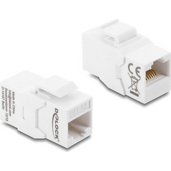 DELOCK DELOCK Keystone module RJ45 90991, θηλυκό σε θηλυκό, Cat 6A UTP, λευκό