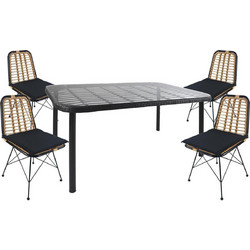 ArteLibre Ampius Σετ Τραπεζαρία Κήπου Rattan 5τμχ Μπεζ 14990373