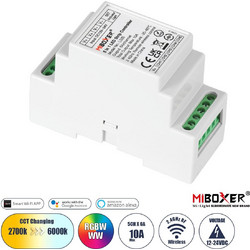 GloboStar 71415 LS2S Mi-BOXER DC WiFi & RF 2.4Ghz Dimmer High Speed Controller 5 Καναλιών DC 12-24V 5 x 6A 144W - Max 10A 240W - IP20 RGBW+WW - Din Rail Ράγας - Μ9 x Π3.4 x Υ6cm - 5 Years Warranty