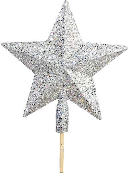 Κορυφή Πλαστική με Glitter Ασημί 15εκ