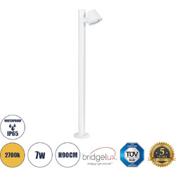 GloboStar(R) GARDENIA 60506 Φωτιστικό Κήπου - Κολωνάκι Αρχιτεκτονικού Φωτισμού Εξωτερικού Χώρου LED 7W 700lm 60 AC220-240V Αδιάβροχο IP65 - Σώμα Αλουμινίου & Tempered Glass - Μ12 x Π18 x Υ90cm - Θερμό