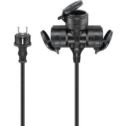 Καλώδιο Προέκτασης Goobay 3x1.5mm με 3x Type F IP44 5m Black 65437
