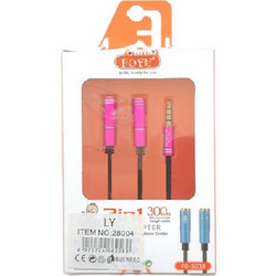 Στερεοφωνικό καλώδιο AUX FOYU FO-S038 3.5mm αρσενικό σε 2x θηλυκό φούξια 0.3m