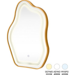 Καθρέπτης Bloby με led αλουμίνιο χρυσό 50x4x70εκ