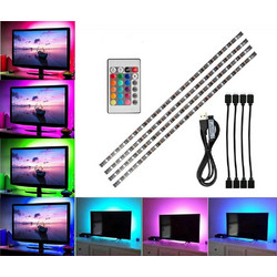 ACP Αδιάβροχη Ταινία LED Τηλεόρασης USB 5V RGB Φως 4x0.5m Τύπου SMD5050 με Τροφοδοτικό & Τηλεχειριστήριο