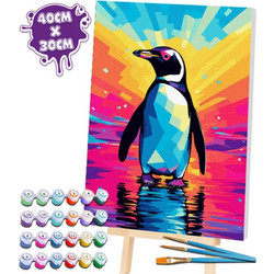 Splat Planet Σετ Ζωγραφικής με Αριθμούς Penguin σε Καμβά με Τελάρο 30x40cm