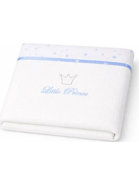Baby Star Prince Κουβέρτα Αγκαλιάς Πικέ 75x100 Λευκή Γαλάζια
