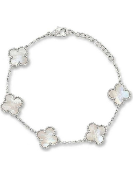 Clover ατσάλι λευκό φίλντισι βραχιόλι μεγάλο