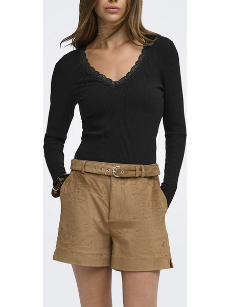 ONLY ONLSARA SHARAI L/S V-NECK TOP JRS NOOS 15380864-BLACK Black