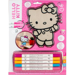Σετ ζωγραφικής με αριθμούς Hello Kitty με ξύλινη φιγούρα MDF και 5 μαρκαδόρους Y29,7x21εκ