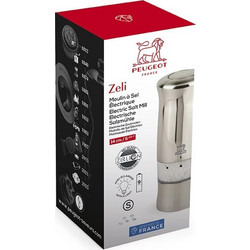 Peugeot Zeli Electric Salt Mill 14 cm silver