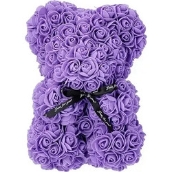 Rose Bear Αρκουδάκι με Τριαντάφυλλα 25cm Purple