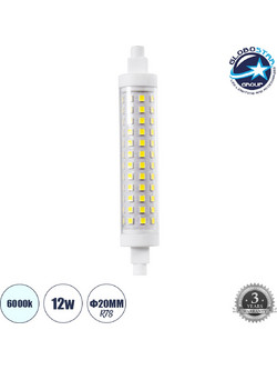 GLOBOSTAR(R) TUBINI 60396 Λάμπα R7S 118mm LED 12W 1452lm 360 AC 220-240V IP20 Ψυχρό Λευκό 6000K - Lumileds SMD Chip - Μ11.8 x Π2.2 x Υ2.2cm