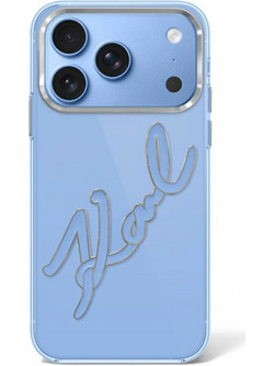 Karl Lagerfeld IML Big Signature Resin Metal Frame Back Cover Blue (iPhone 18 Pro / 17 Pro)